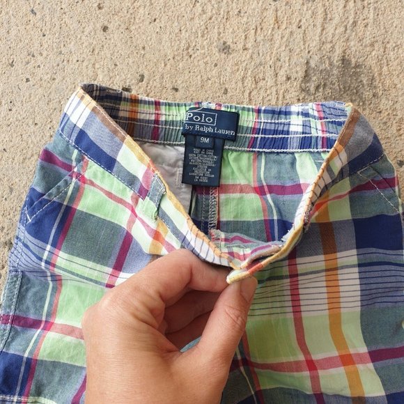 ralph lauren Baby Boy's 9 Months Bright Check Tartan plaid Classic Cotton Shorts - Picture 4 of 13